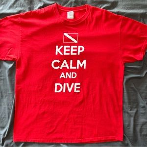 XL Men’s red “Keep Calm and Dive” short sleeve tshirt